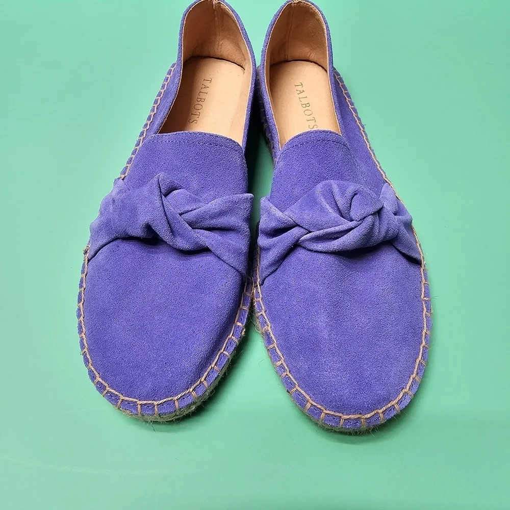 Talbots Suede Purple Espadrilles with Bow Detail